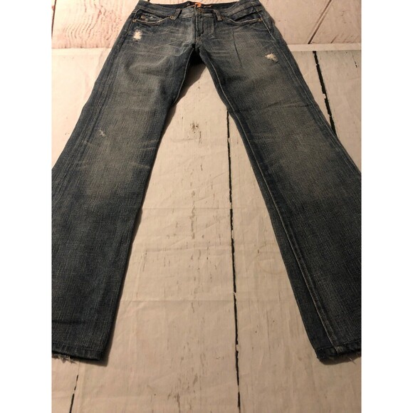 7 For All Mankind Women's Jeans Flare Distressed Destroyed Size 27 X 31 - Picture 6 of 9